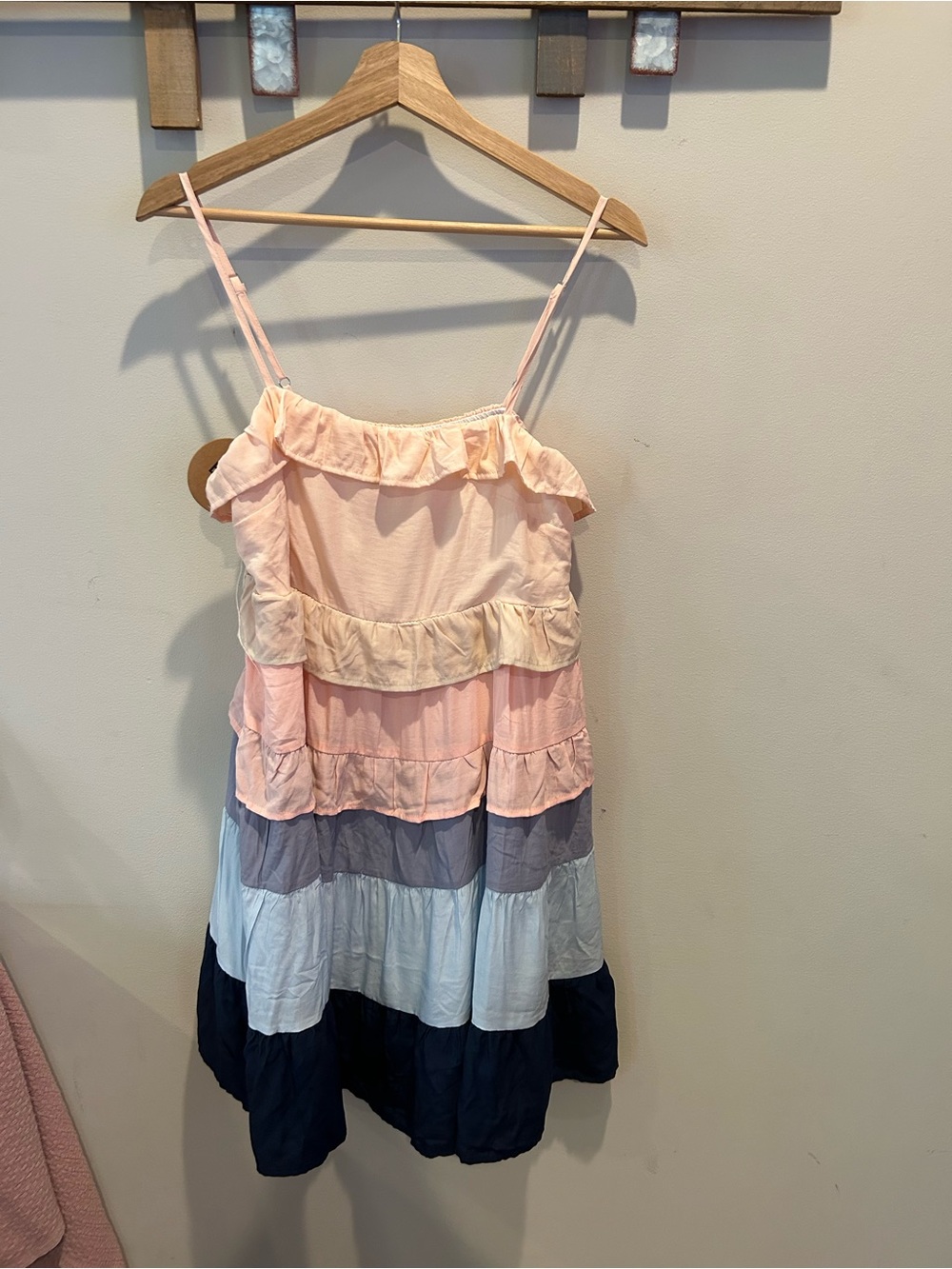 BiBi Tiered Ruffle Sundress in Pastel Stripe